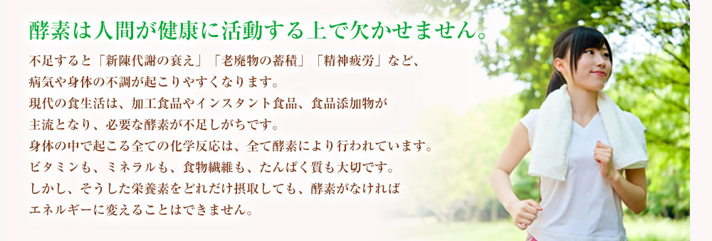 酵素は人間が健康に活動する上で欠かせません。