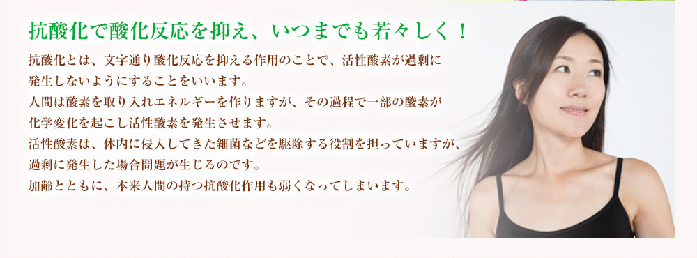 抗酸化で酸化反応を抑え、いつまでも若々しく！